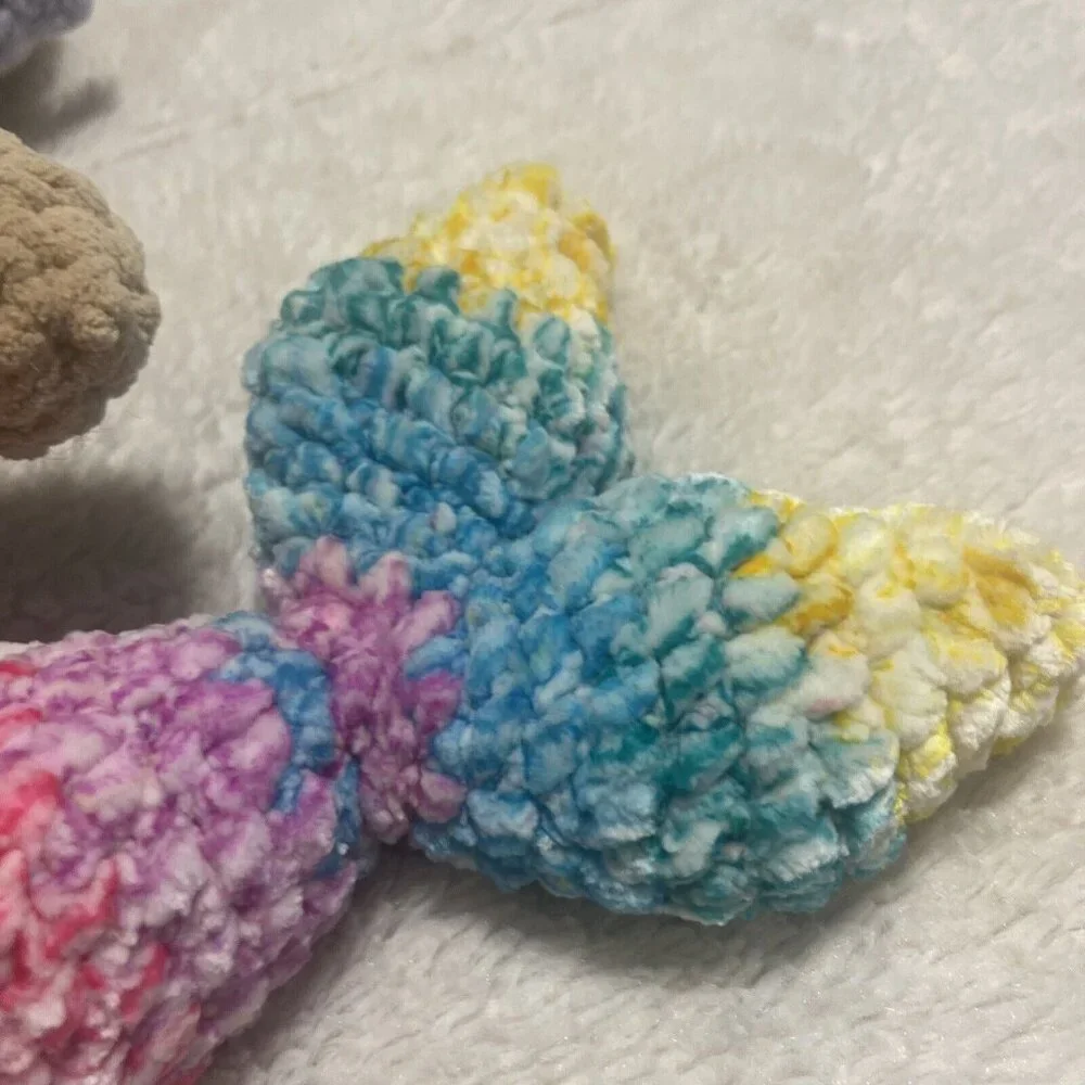 Sandy Beach Multicolor Mermaid - Crochet Stuffed Yarn Plushie - Handmade NWOT - Picture 3 of 9
